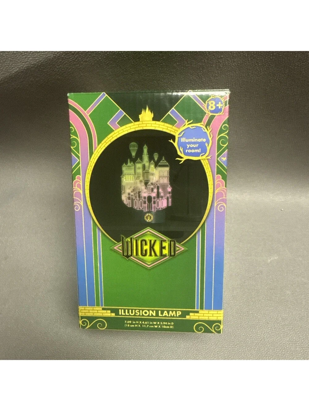Wicked Illusion Lamp Emerald City 3D Light Acrylic Color Changing Universal 7”
